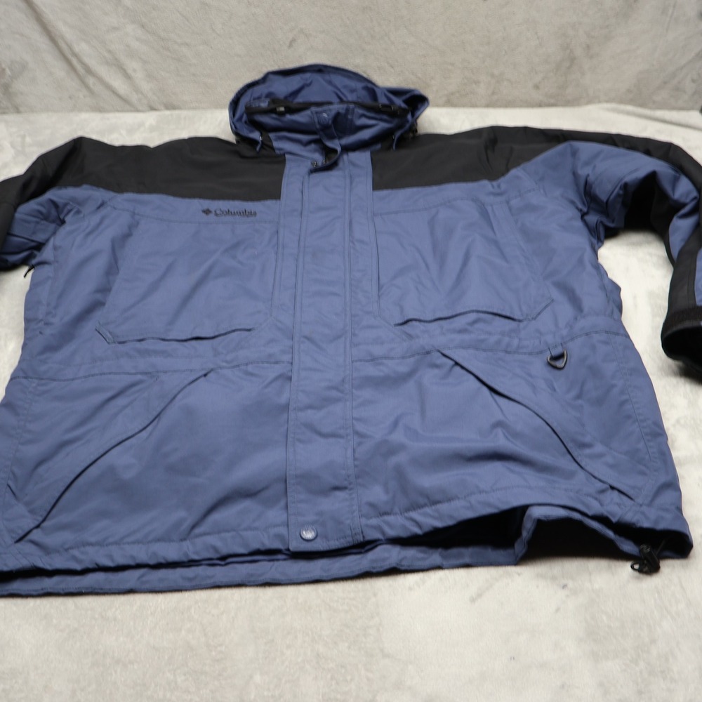Columbia Jacket Mens XXL Blue Insulated Hooded Wind Rain Removable Liner 3in1